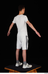 Whole Body Man White Sports Shirt Shorts Slim Standing Studio photo references